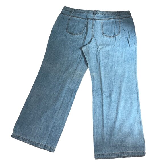 Woman Within NWOT Natural Fit Double Button Fly Wide Leg Jean Size 26 Tall Women - Picture 3 of 8